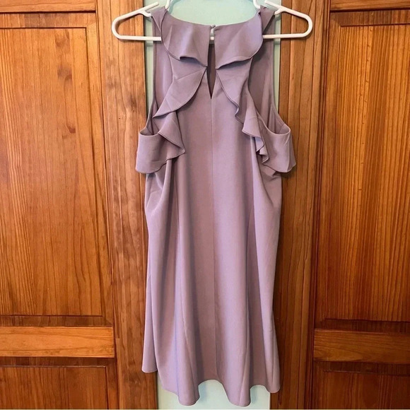 LOFT Purple Ruffle Back Dress Petite S - Picture 1 of 5